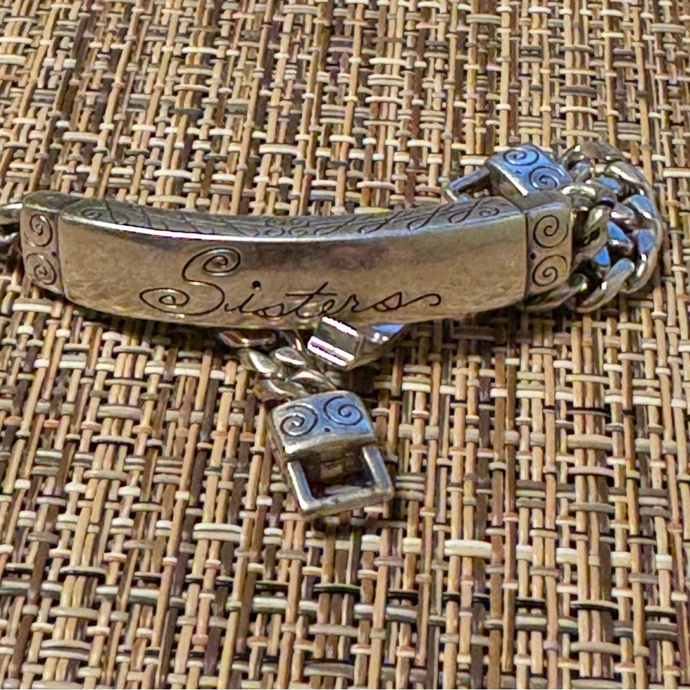 Brighton Sisters ID Bracelet Retired Silver-Plated Heart Link 7.75” - Picture 5 of 11